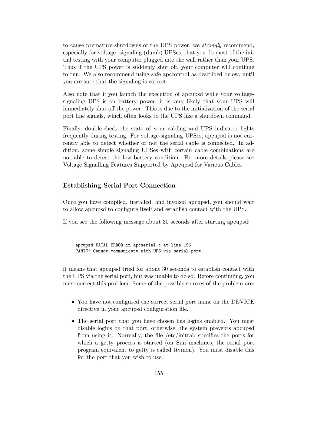 APC UPS control system manual Establishing Serial Port Connection 