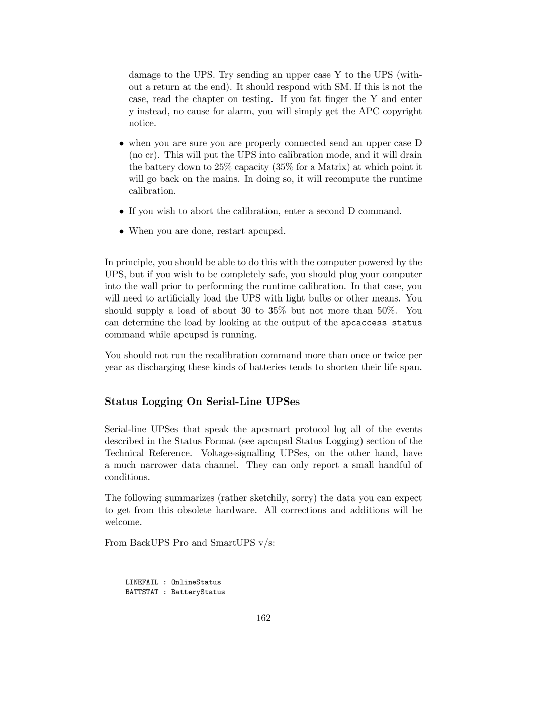 APC UPS control system manual Status Logging On Serial-Line UPSes, 162 