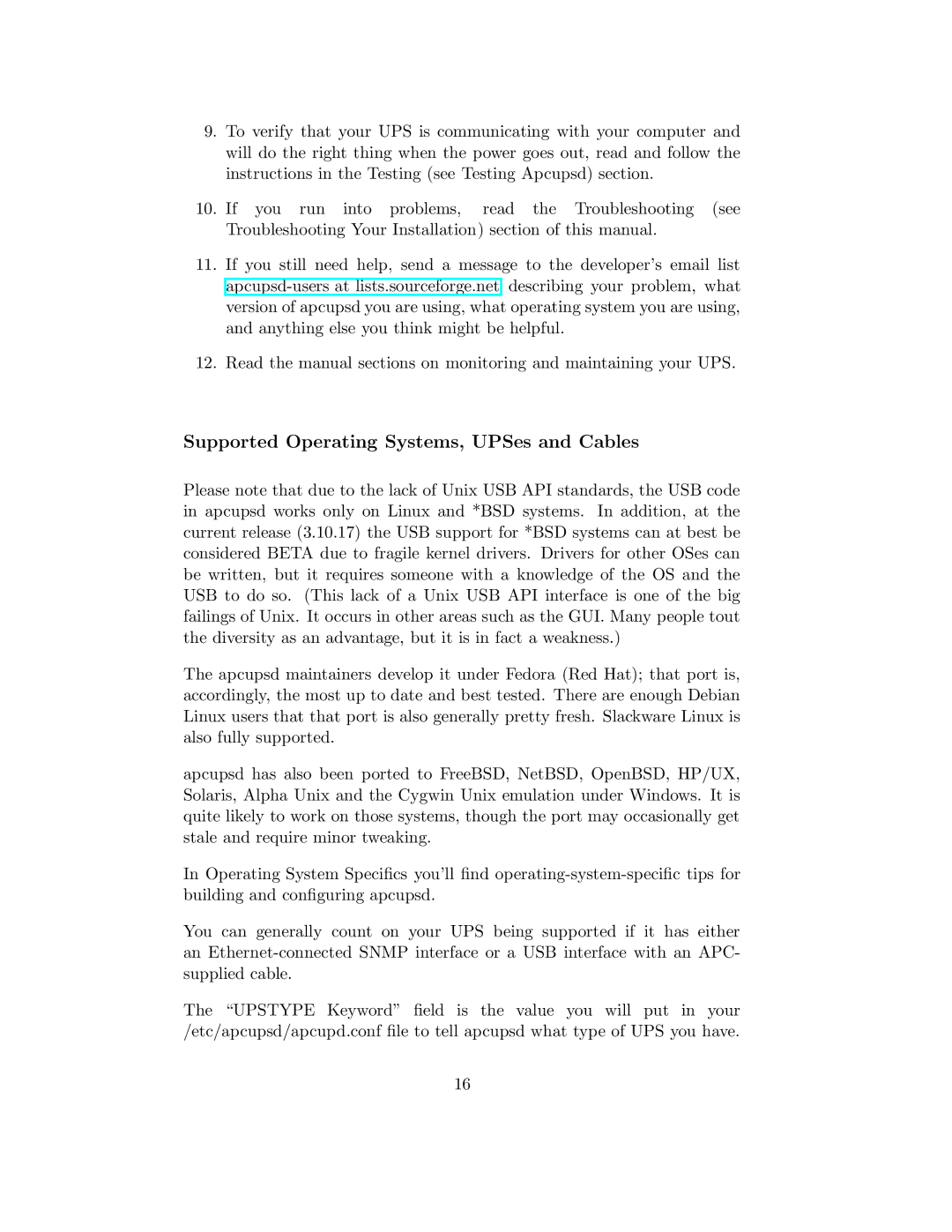 APC UPS control system manual Supported Operating Systems, UPSes and Cables 