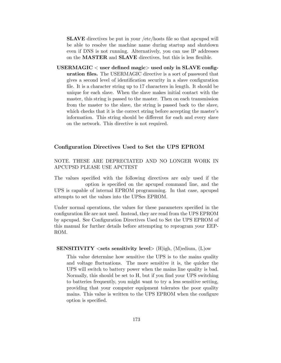 APC UPS control system manual Conﬁguration Directives Used to Set the UPS Eprom 