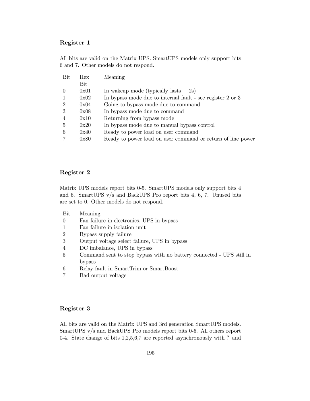 APC UPS control system manual Register 