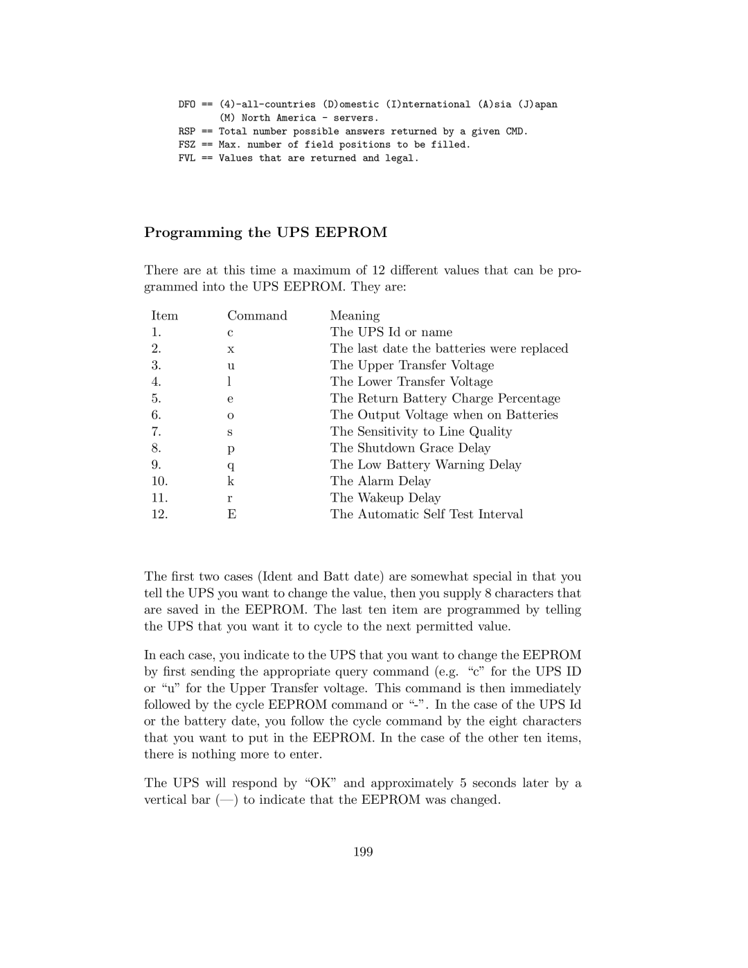 APC UPS control system manual Programming the UPS Eeprom 