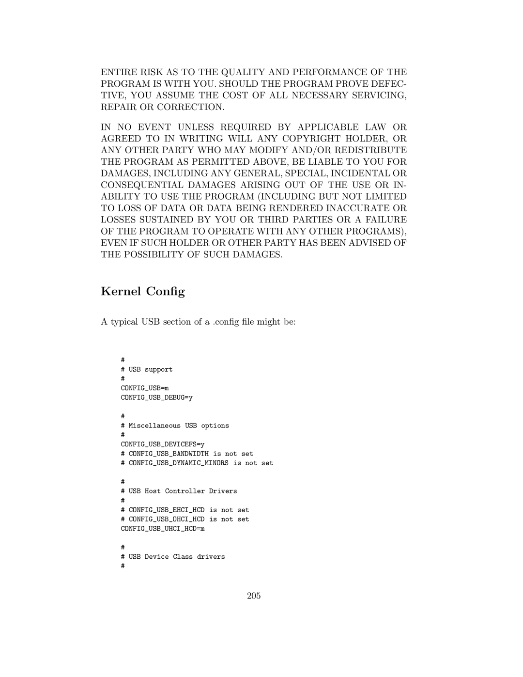 APC UPS control system manual Kernel Conﬁg, Typical USB section of a .conﬁg ﬁle might be, 205 