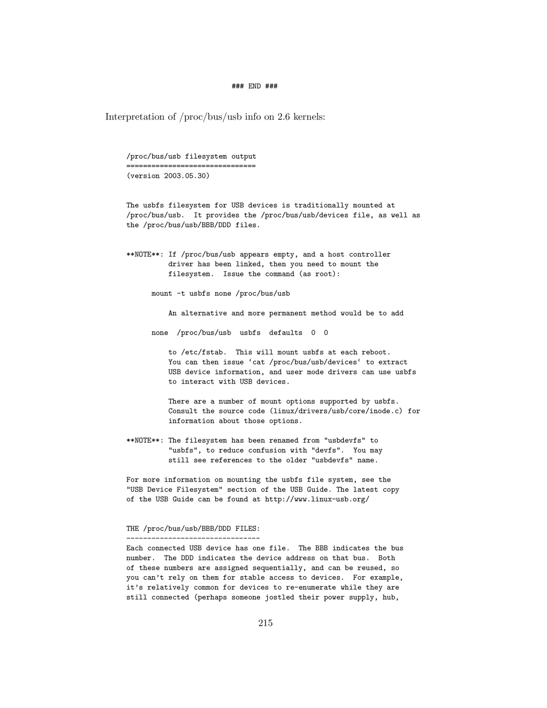 APC UPS control system manual Interpretation of /proc/bus/usb info on 2.6 kernels, 215 