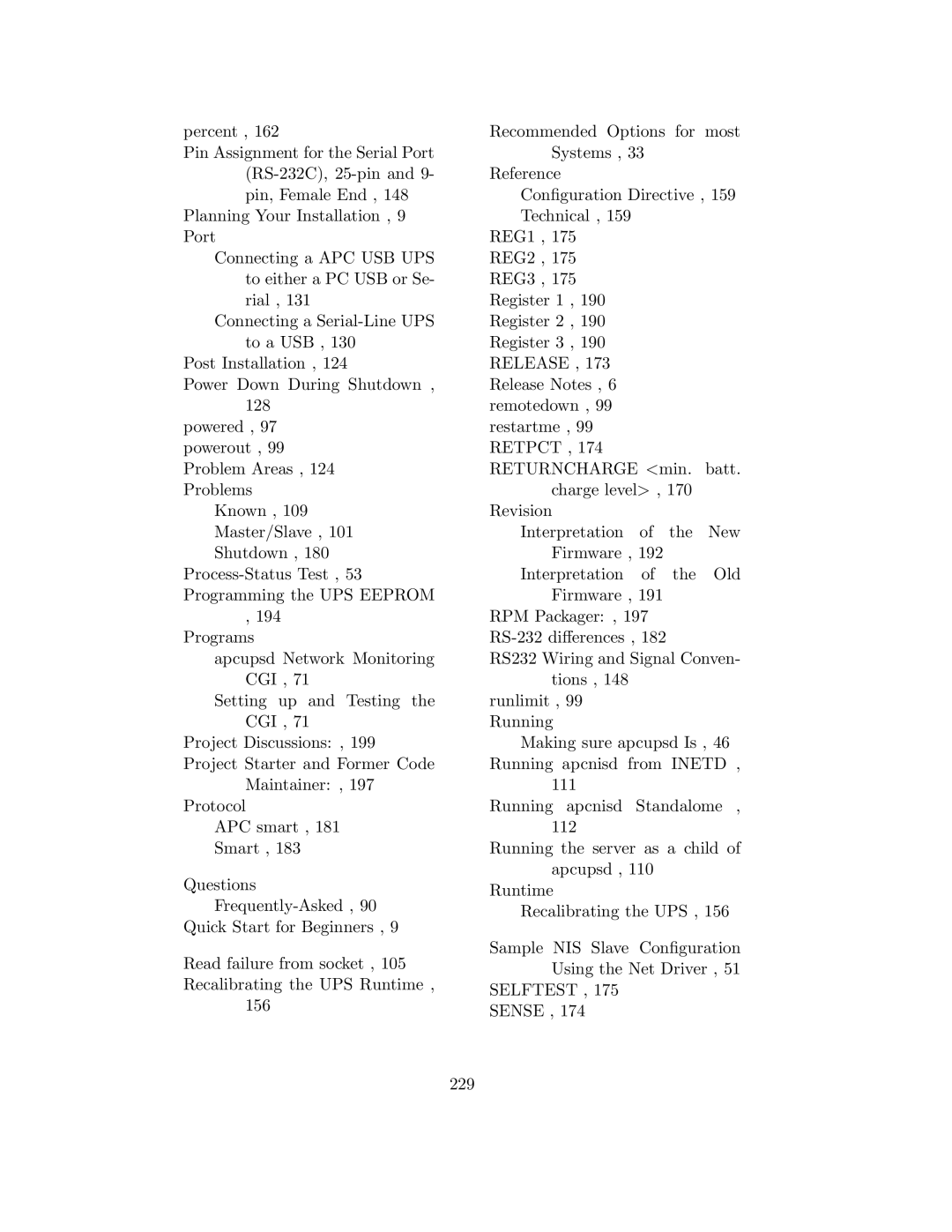 APC UPS control system manual Percent, Selftest, Sense 229 