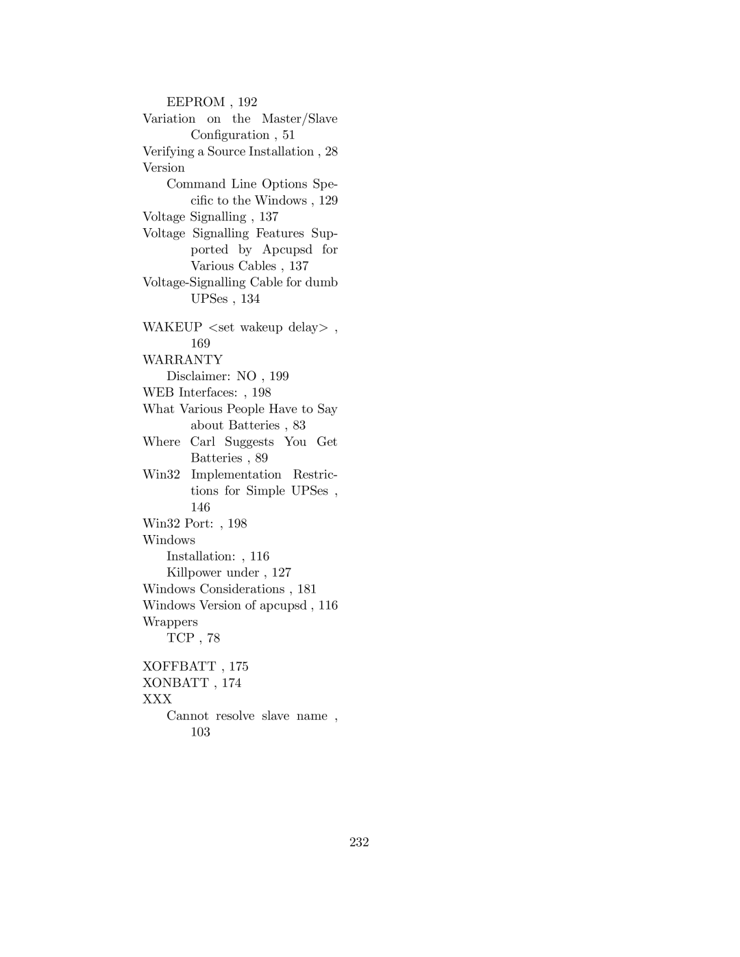 APC UPS control system manual Xoffbatt Xonbatt XXX, Cannot resolve slave name 232 