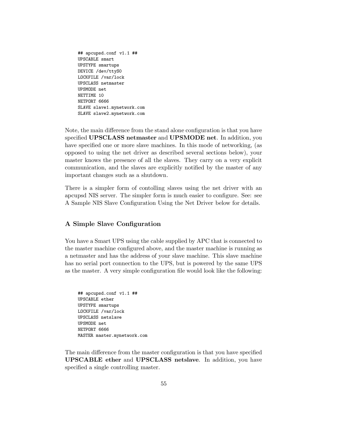 APC UPS control system manual Simple Slave Conﬁguration 