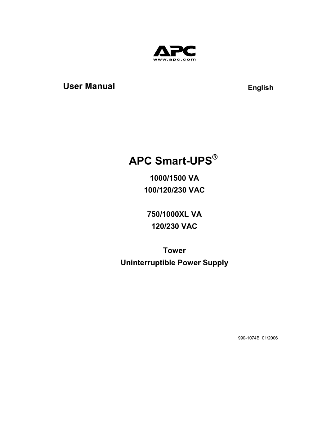 APC user manual APC Smart-UPS 