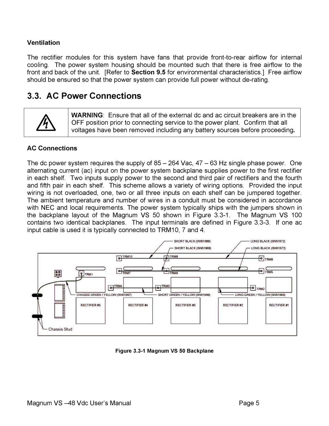 APC VS 100, VS 50 user manual AC Power Connections, Ventilation, AC Connections 