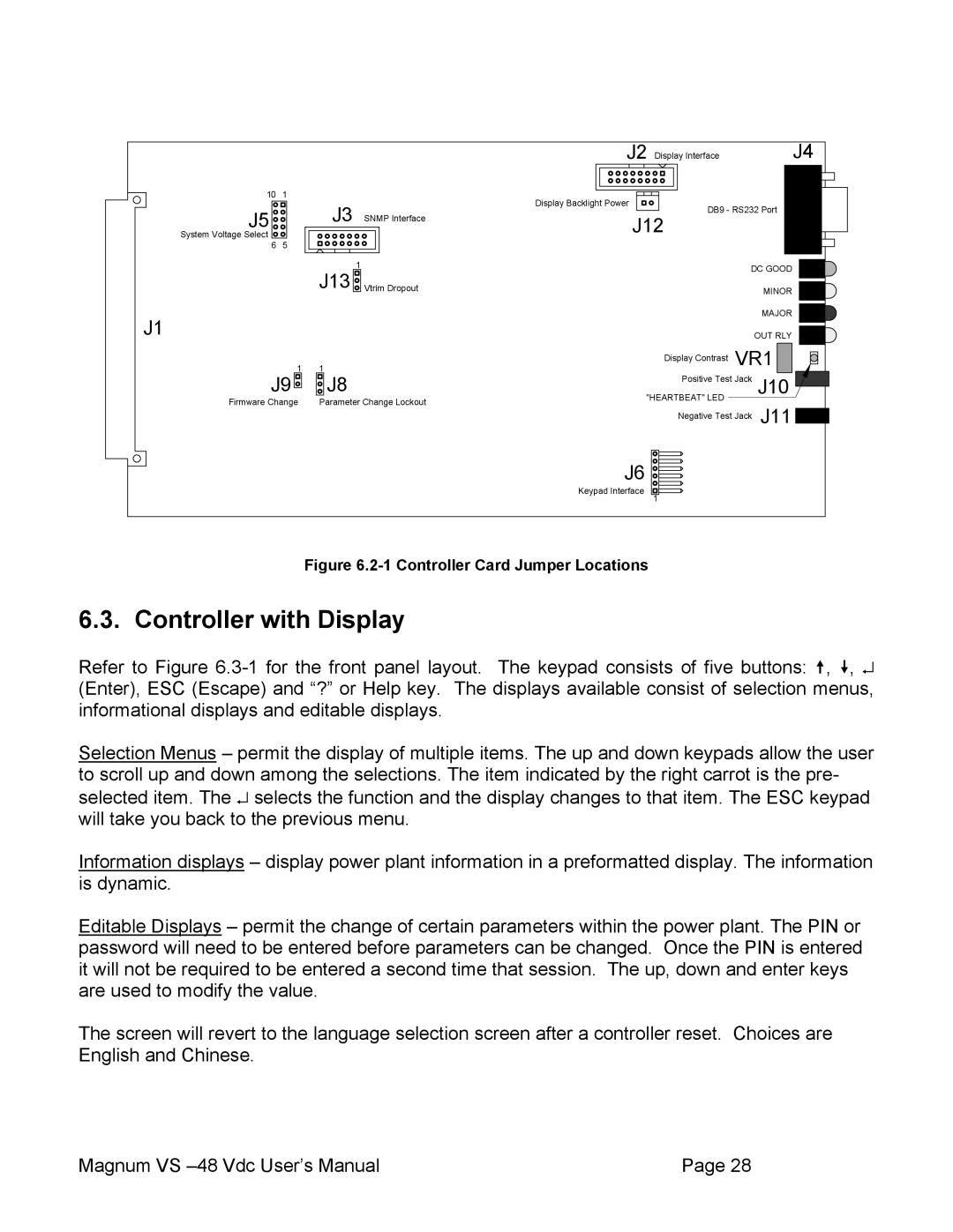 APC VS 50, VS 100 user manual Controller with Display, J12 J13 