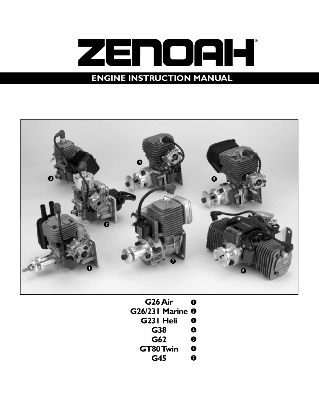 APC Zenoah instruction manual G26 Air G26/231 Marine G231 Heli G38 G62 GT80Twin G45 