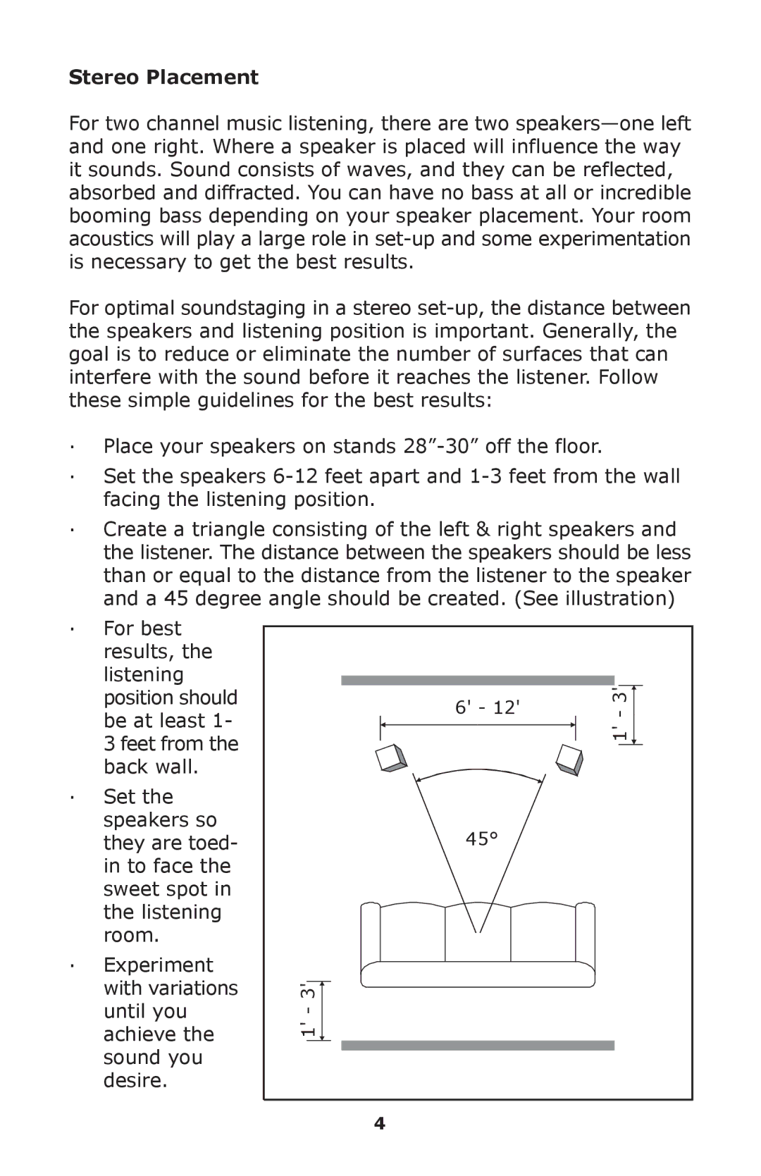 Aperion Audio SW-12, SW8-APR owner manual Stereo Placement 