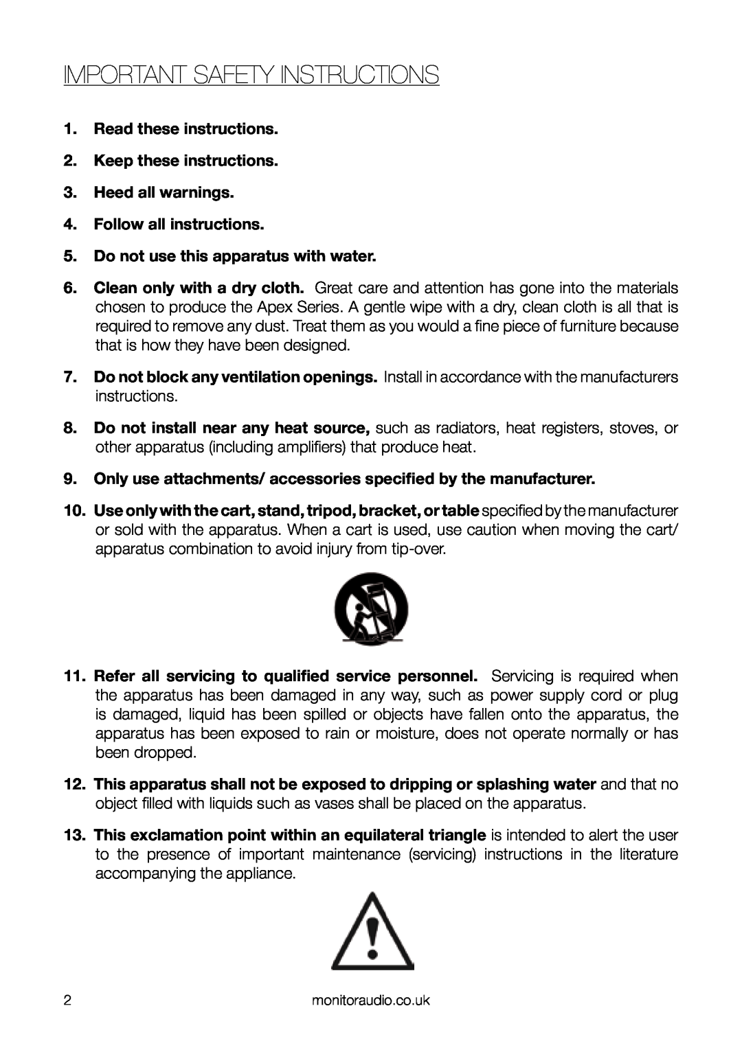 Apex Digital 10 owner manual Important Safety Instructions 