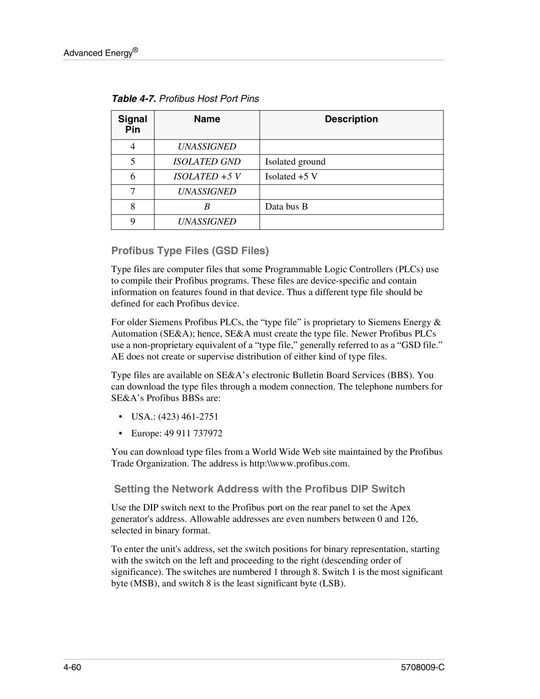 Apex Digital 5708009-C manual Profibus Type Files GSD Files 