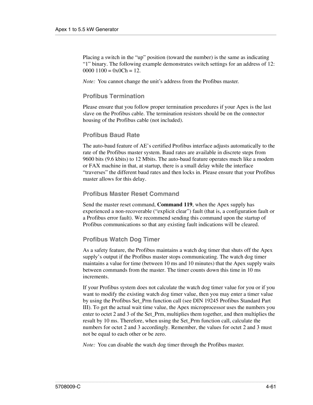 Apex Digital 5708009-C manual Profibus Termination 