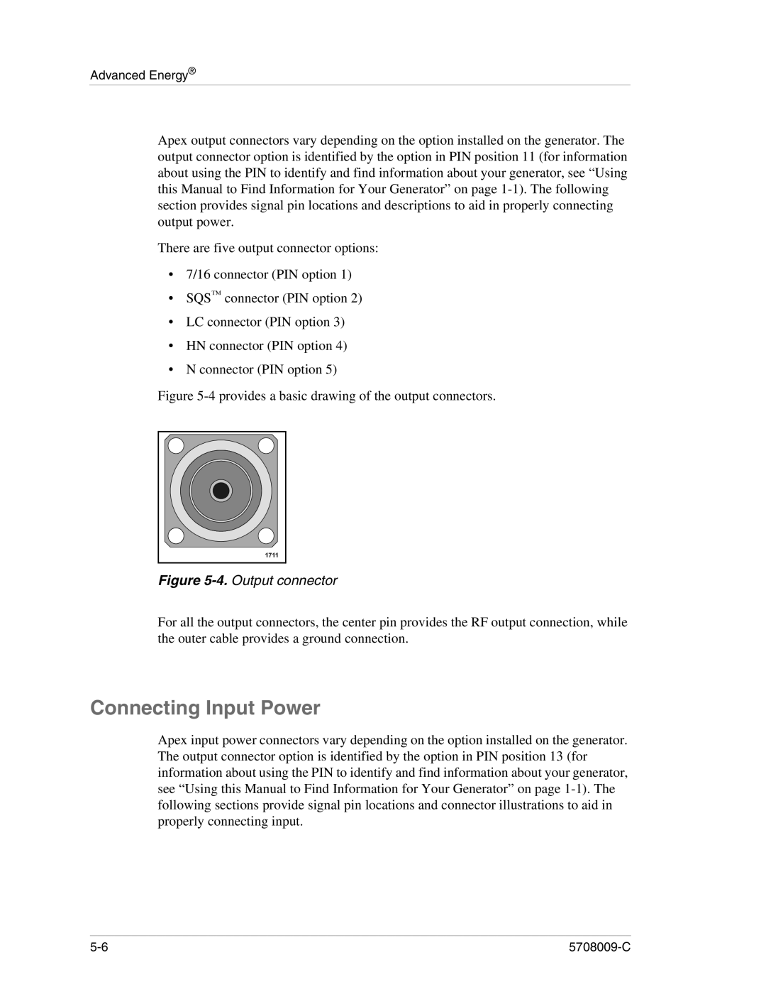 Apex Digital 5708009-C manual Connecting Input Power, Provides a basic drawing of the output connectors 