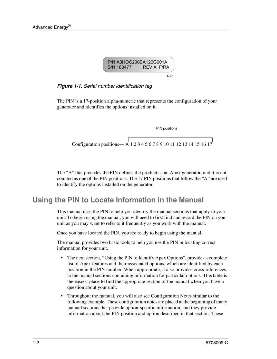 Apex Digital 5708009-C manual Using the PIN to Locate Information in the Manual, Serial number identification tag 