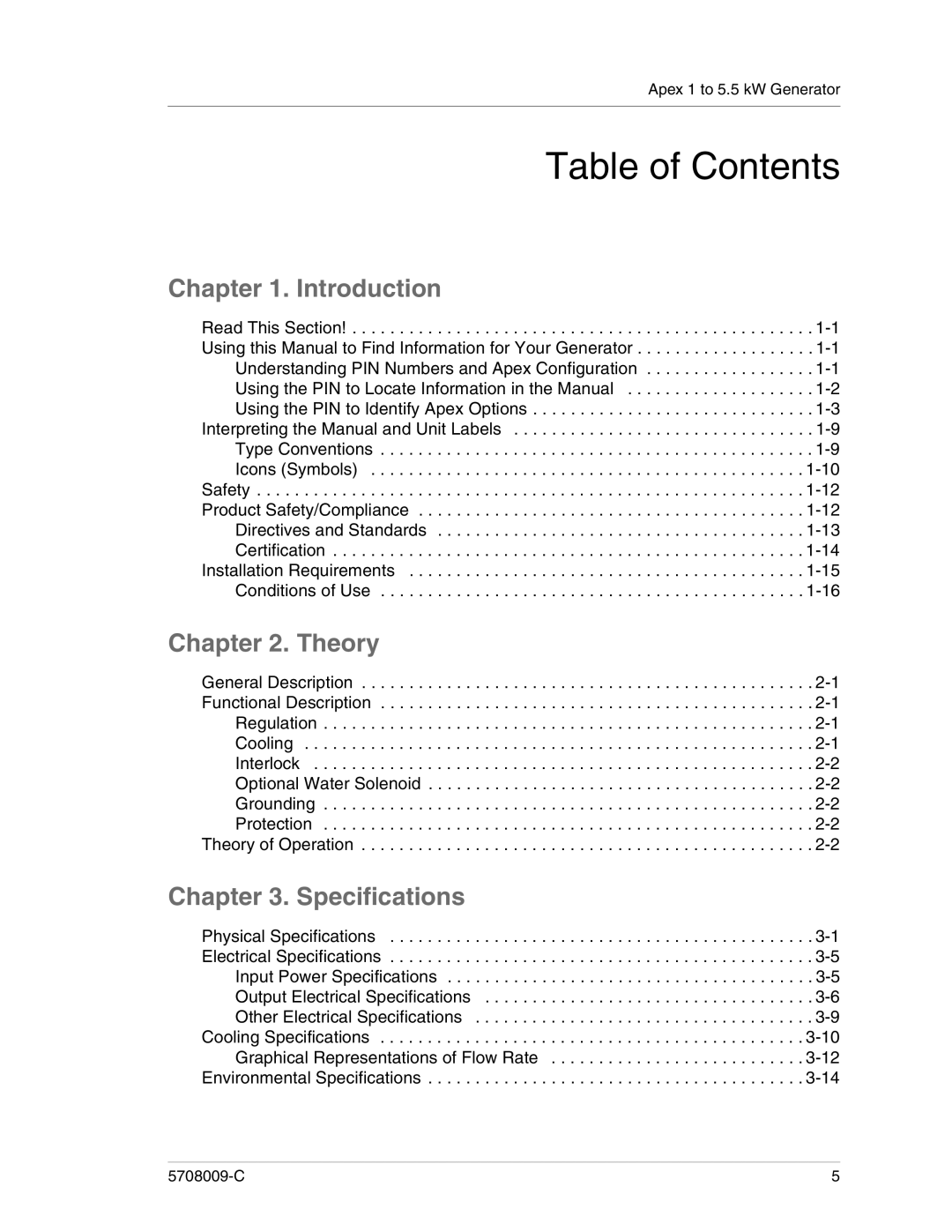 Apex Digital 5708009-C manual Table of Contents 