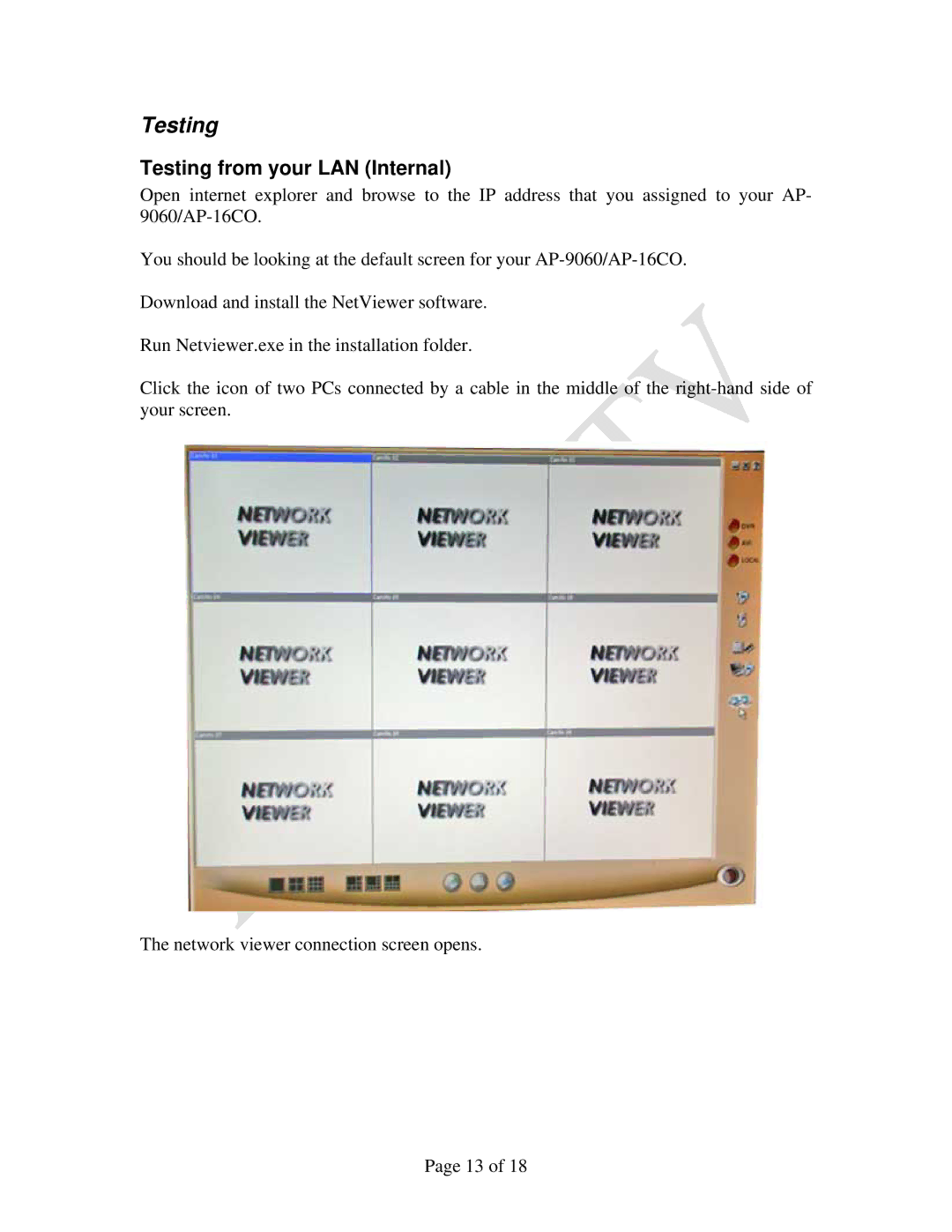 Apex Digital AP-16CO, AP-9060 manual Testing from your LAN Internal 