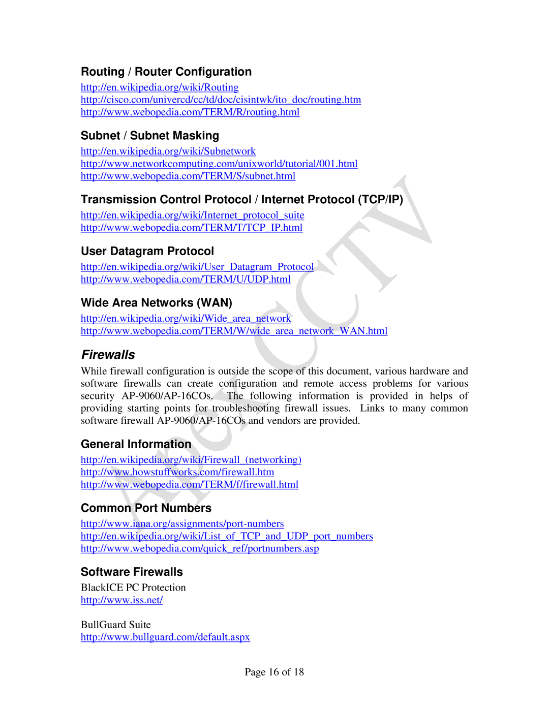 Apex Digital AP-9060, AP-16CO manual Firewalls 