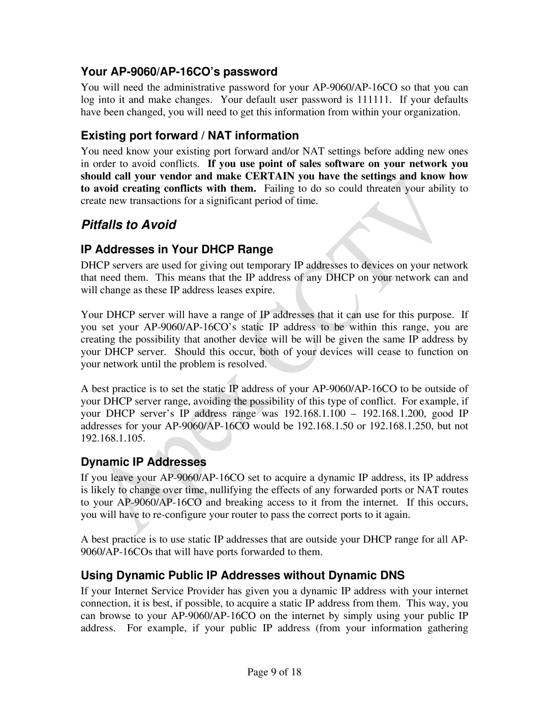 Apex Digital AP-16CO, AP-9060 manual Pitfalls to Avoid 