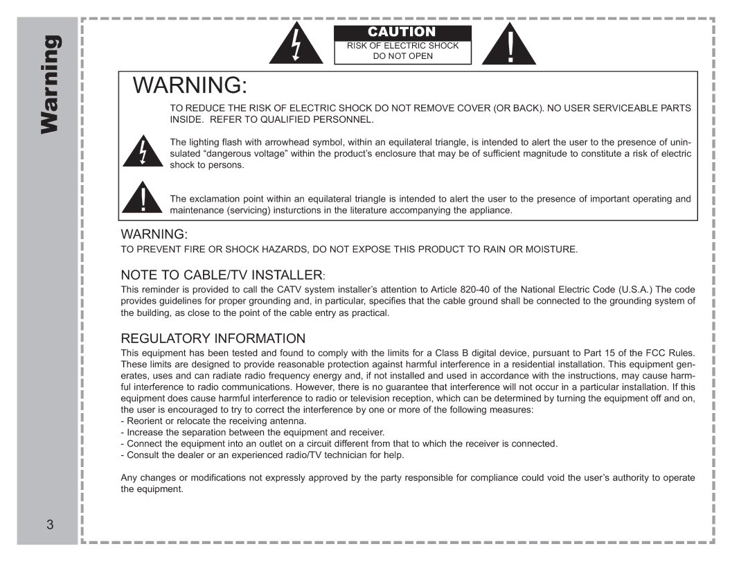 Apex Digital AVL-2076 warranty Regulatory Information 