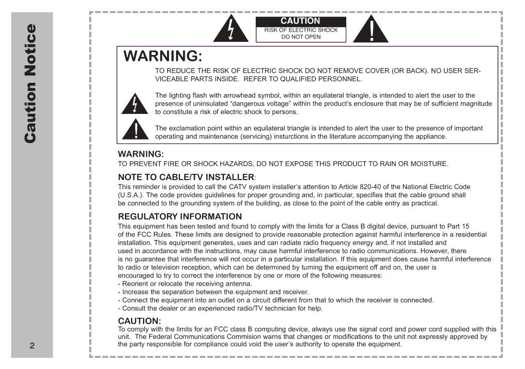 Apex Digital AVL 2778 manual Regulatory Information 