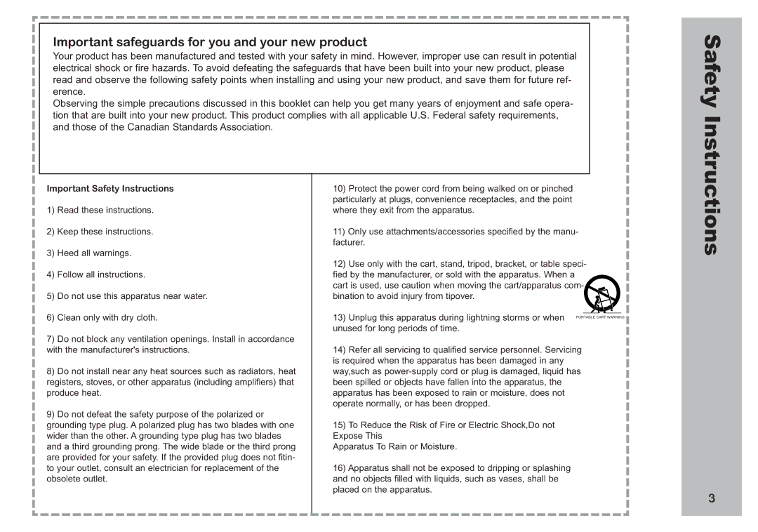 Apex Digital AVL 2778 manual Safety, Instructions, Important safeguards for you and your new product 