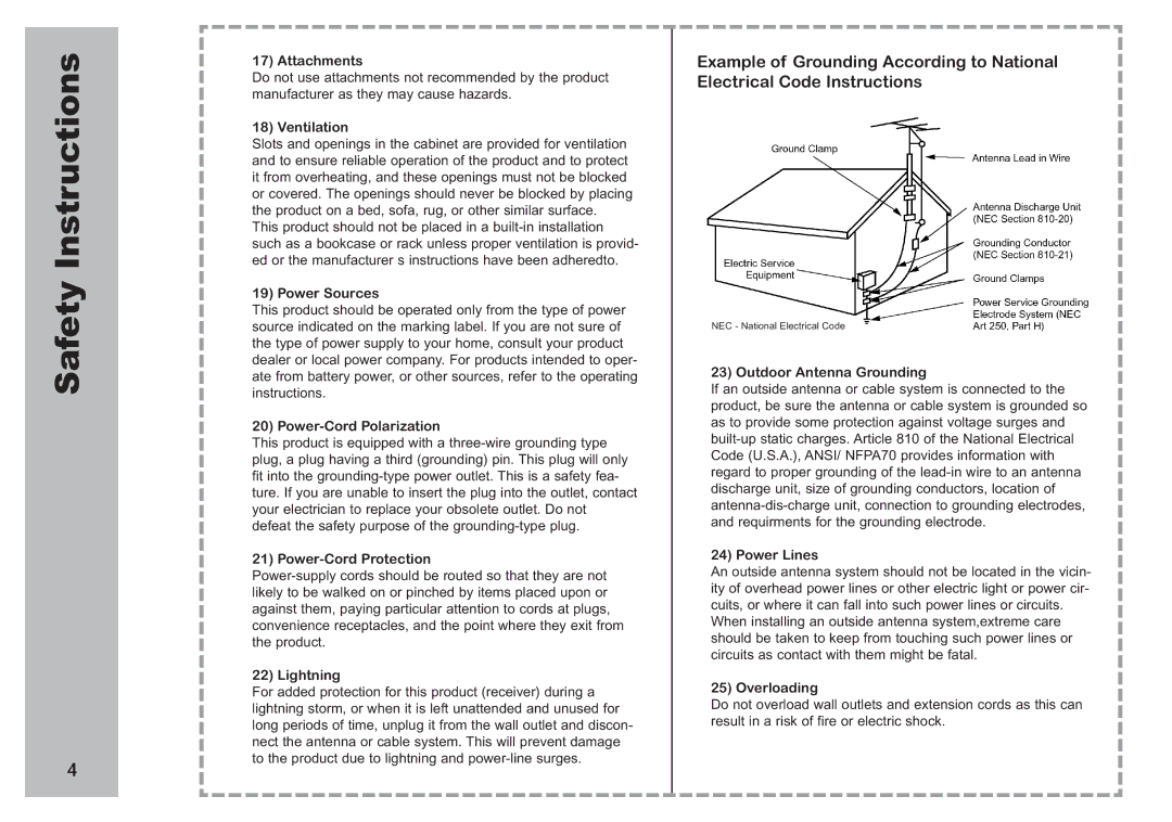 Apex Digital AVL 2778 manual Safety Instructions 