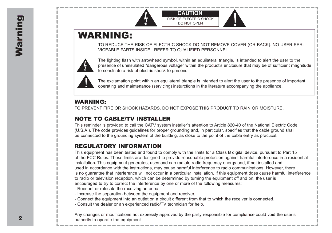 Apex Digital AVL2776 manual Regulatory Information 