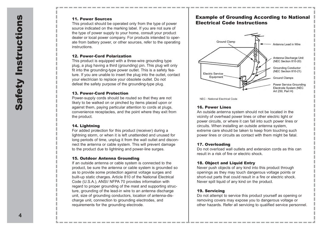 Apex Digital AVL2776 manual Safety Instructions 