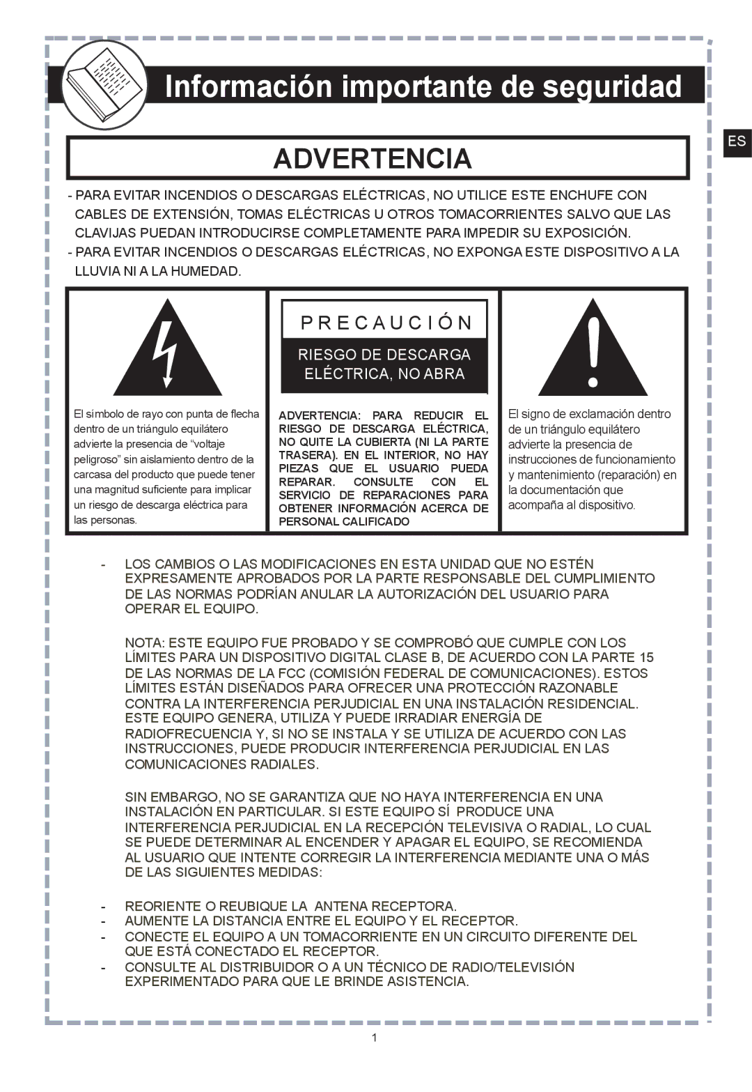 Apex Digital DT150 user manual Información importante de seguridad, Advertencia 