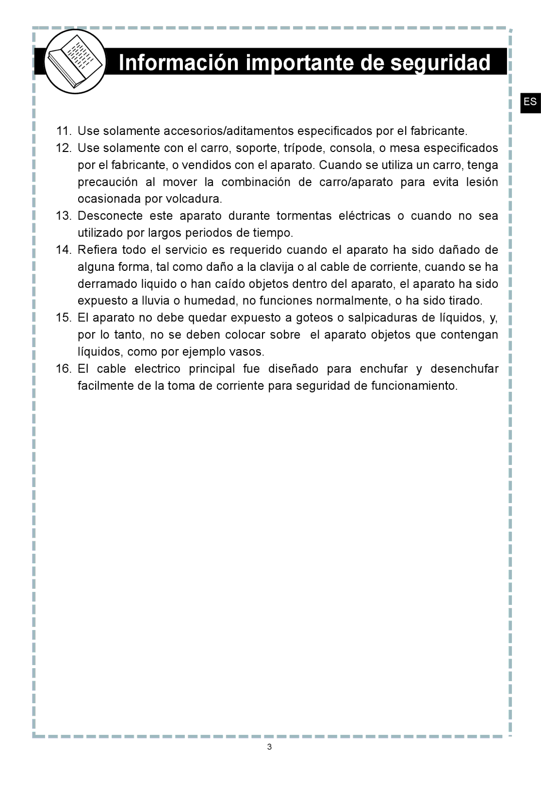 Apex Digital DT150 user manual Información importante de seguridad 