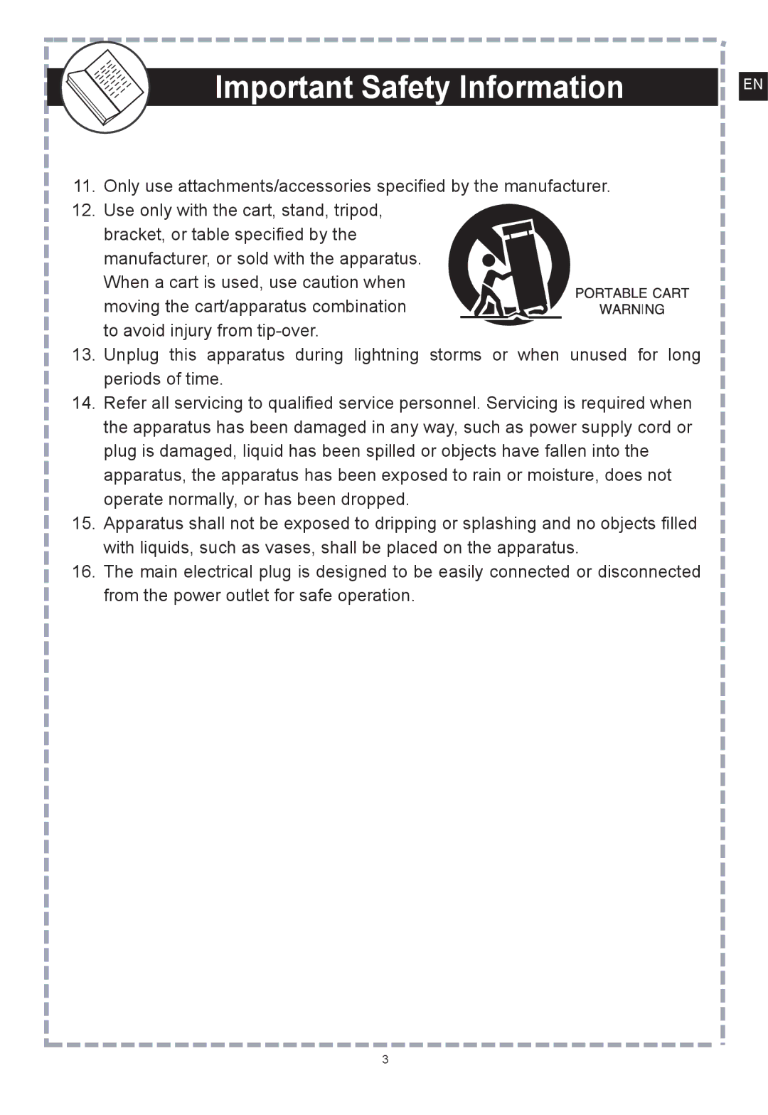 Apex Digital DT150 user manual Important Safety Information 