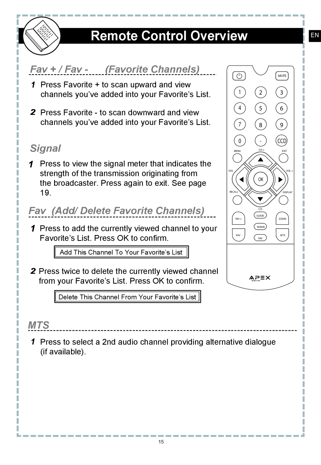 Apex Digital DT250 user manual Mts 