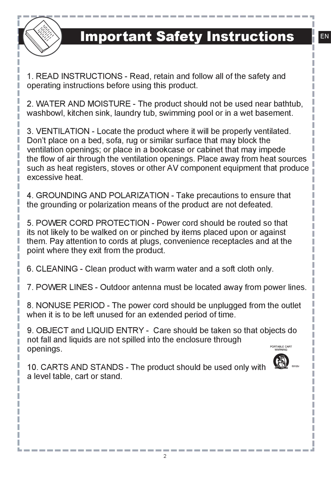 Apex Digital DT250 user manual Important Safety Instructions 