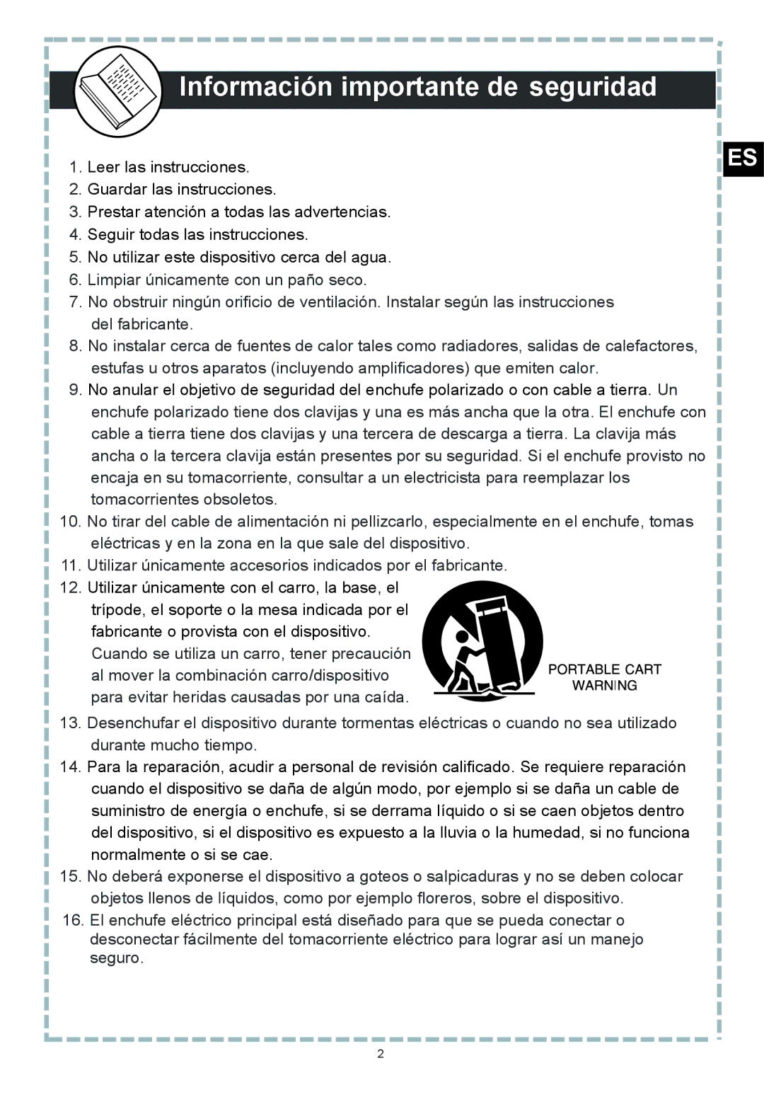 Apex Digital DT502 user manual Información importante de seguridad 