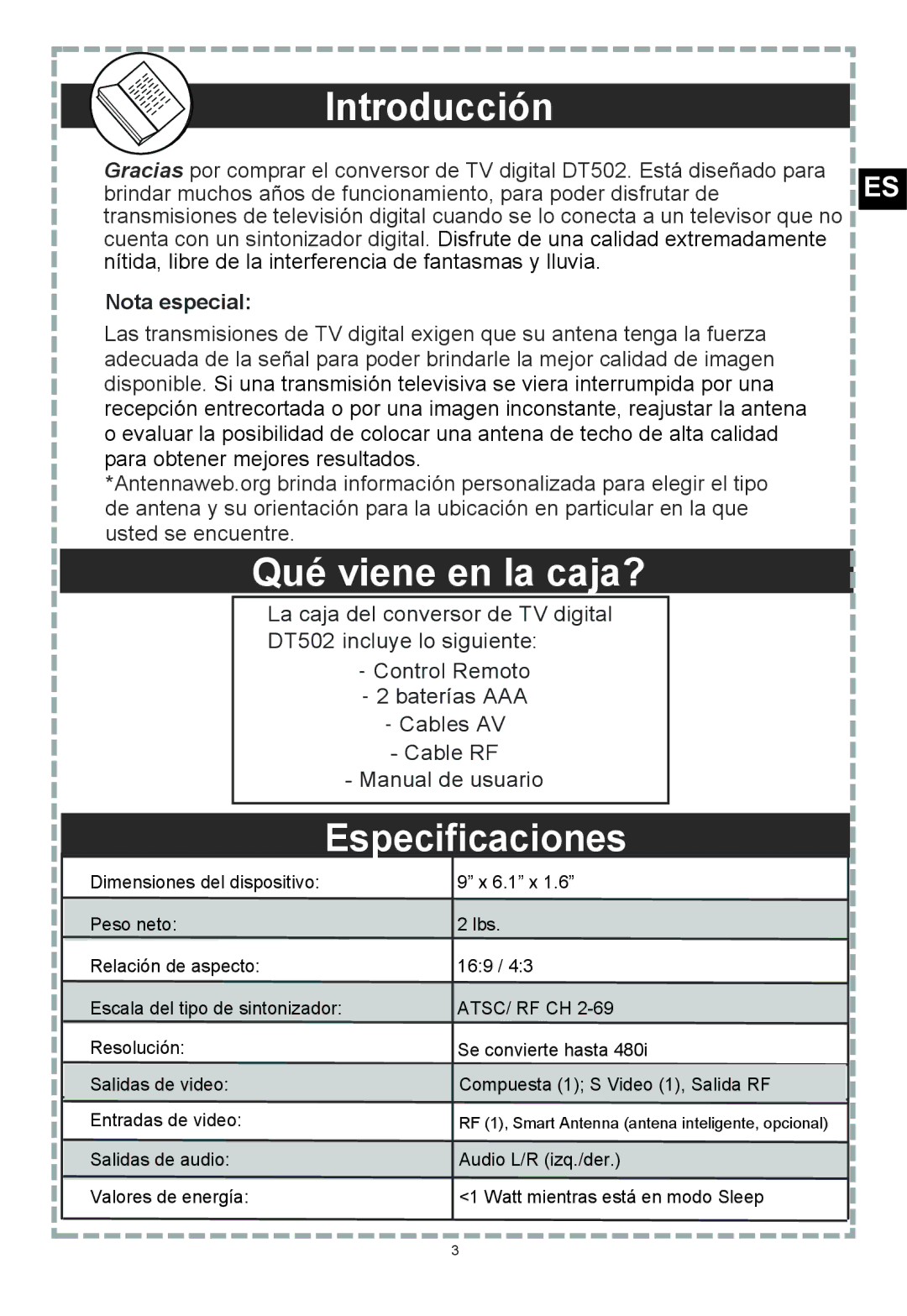 Apex Digital DT502 user manual Introducción 