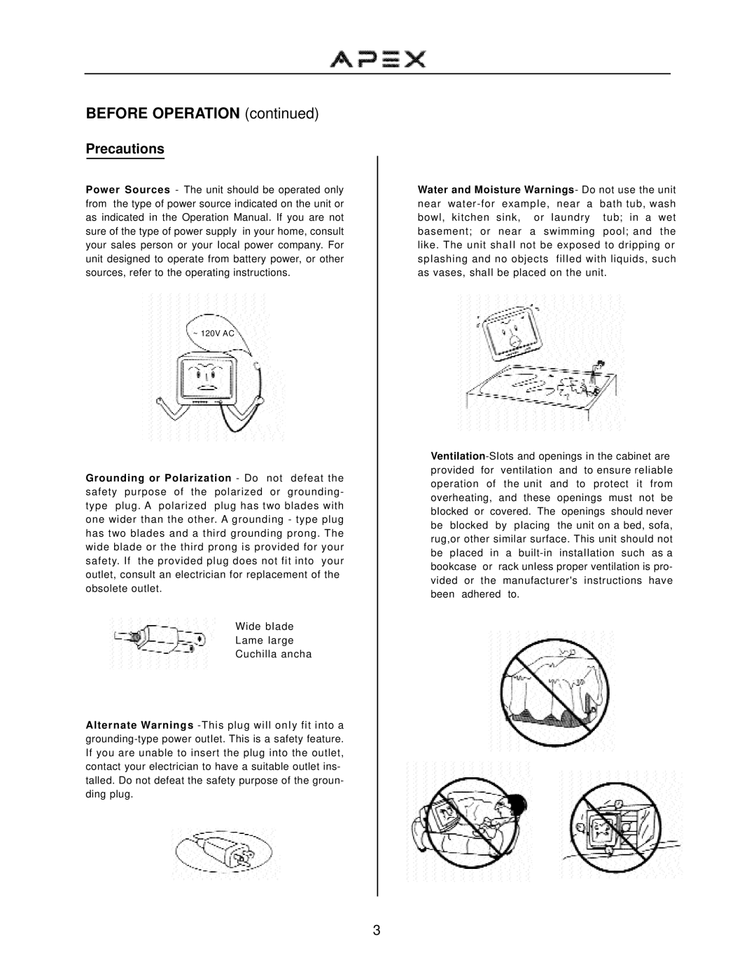 Apex Digital GT2715DV operation manual Precautions 