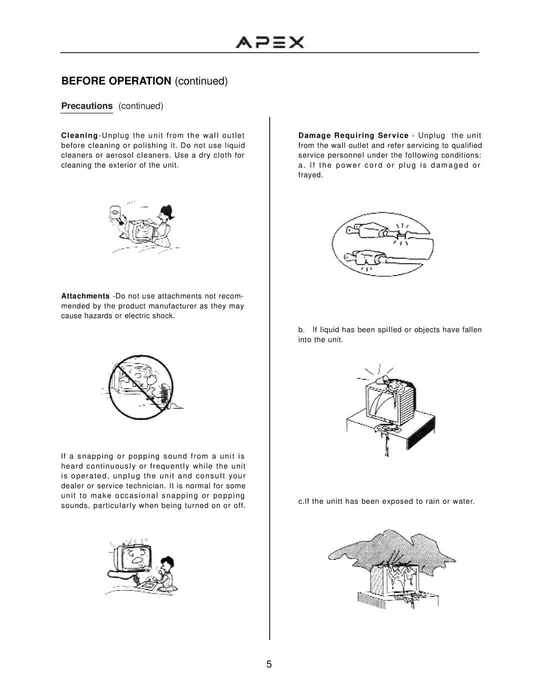 Apex Digital GT2715DV operation manual Precautions 