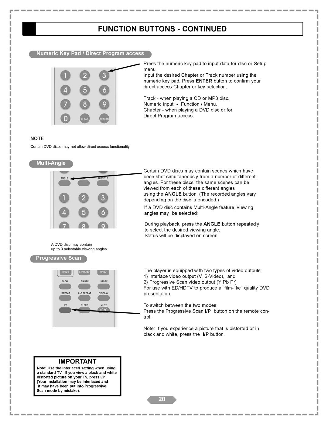 Apex Digital HT-175 manual Numeric Key Pad / Direct Program access, Multi-Angle, Progressive Scan 