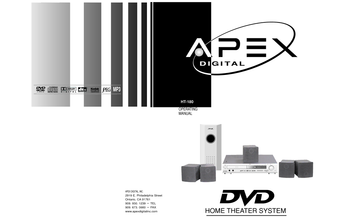 Apex Digital HT-180 manual Home Theater System 