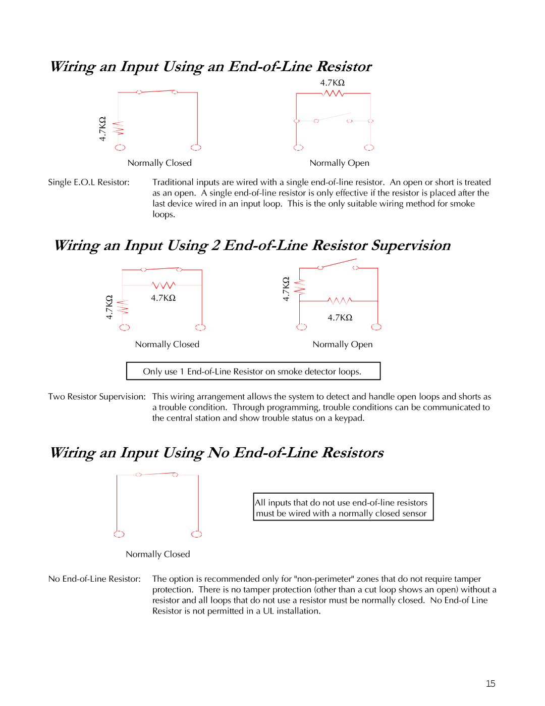 Apex Digital K1106 Wiring an Input Using an End-of-Line Resistor, Wiring an Input Using 2 End-of-Line Resistor Supervision 