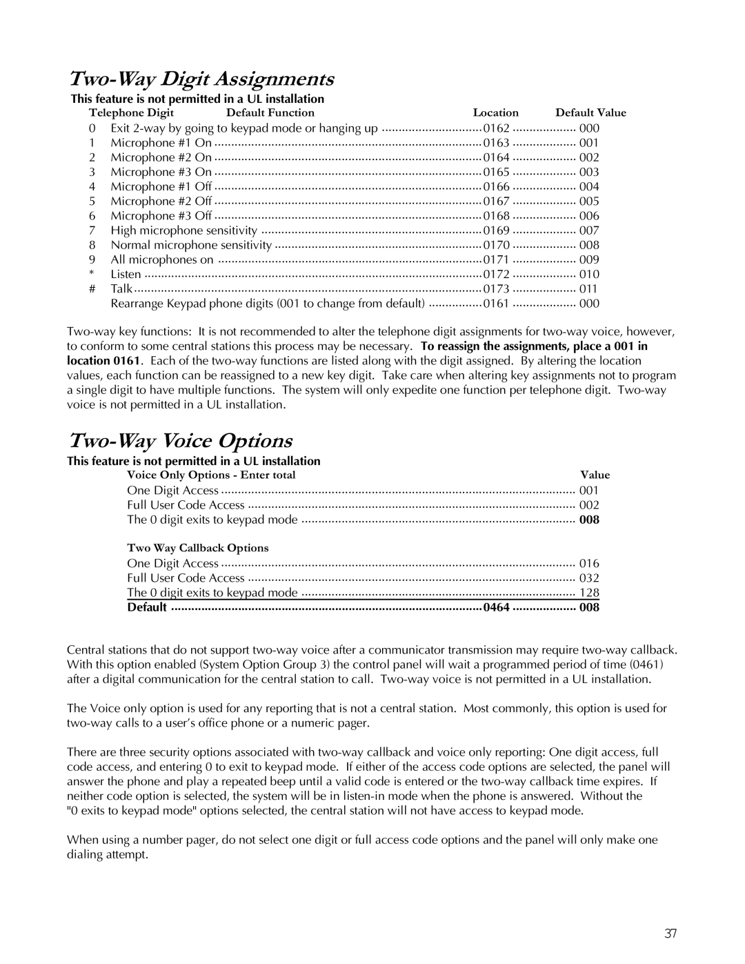 Apex Digital K1106 installation instructions Two-Way Voice Options 