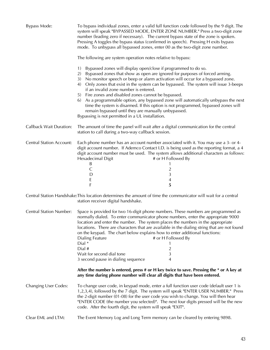 Apex Digital K1106 installation instructions Following are system operation notes relative to bypass 