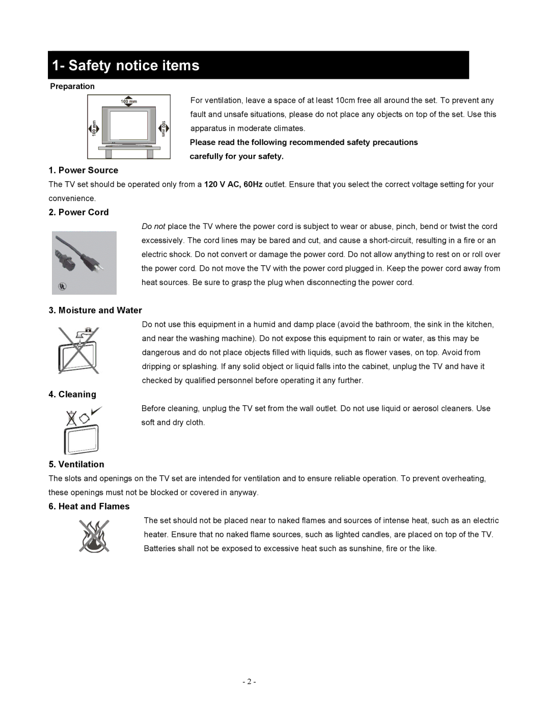 Apex Digital LD1919 operating instructions Safety notice items 