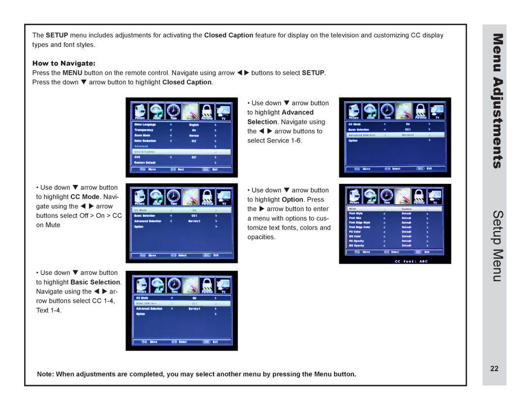 Apex Digital LD3249 user manual Menu 