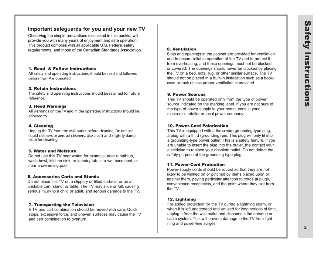 Apex Digital LD3249 user manual Safety Instructions 