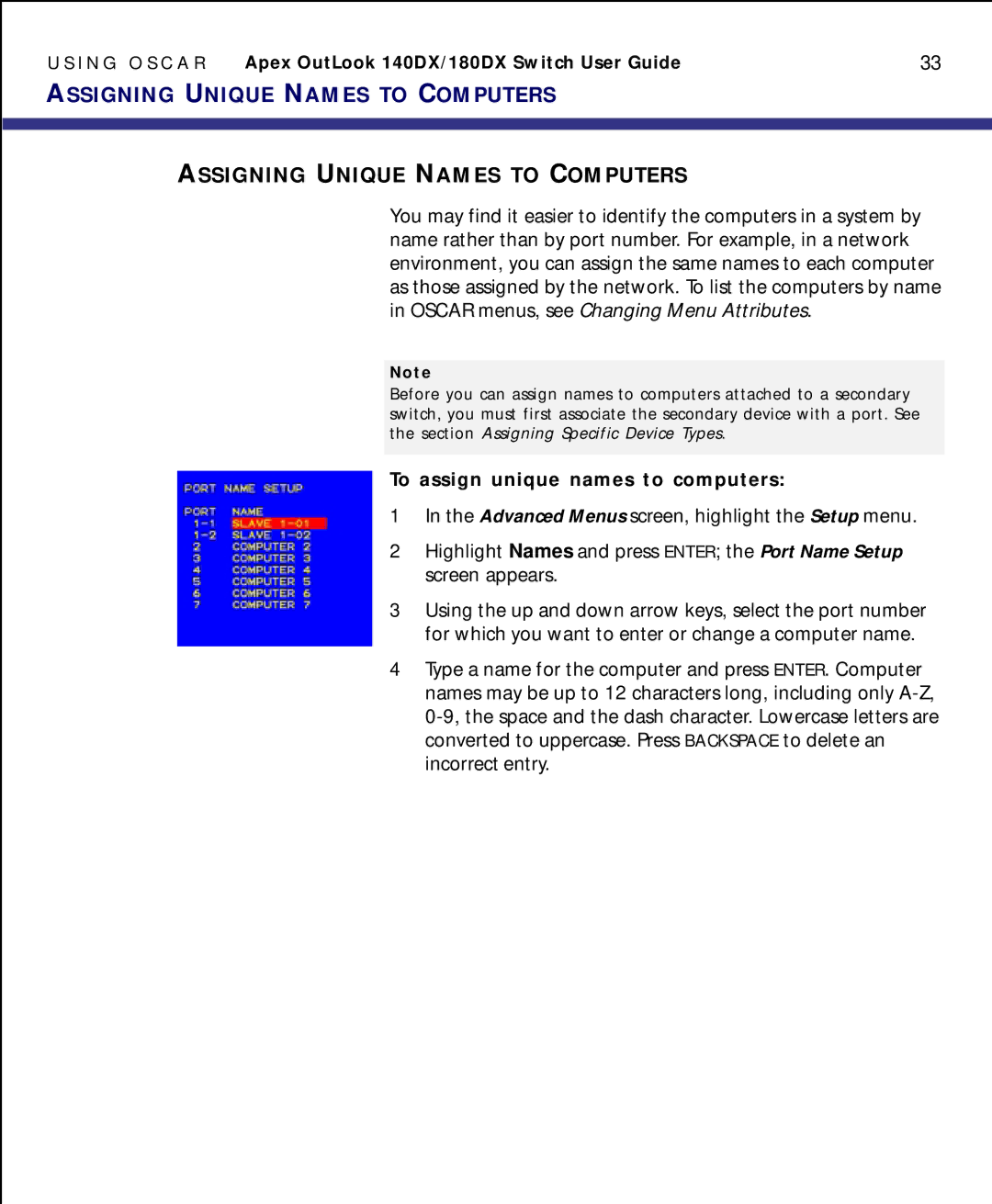 Apex Digital model 140DX manual Assigning Unique Names to Computers, To assign unique names to computers 