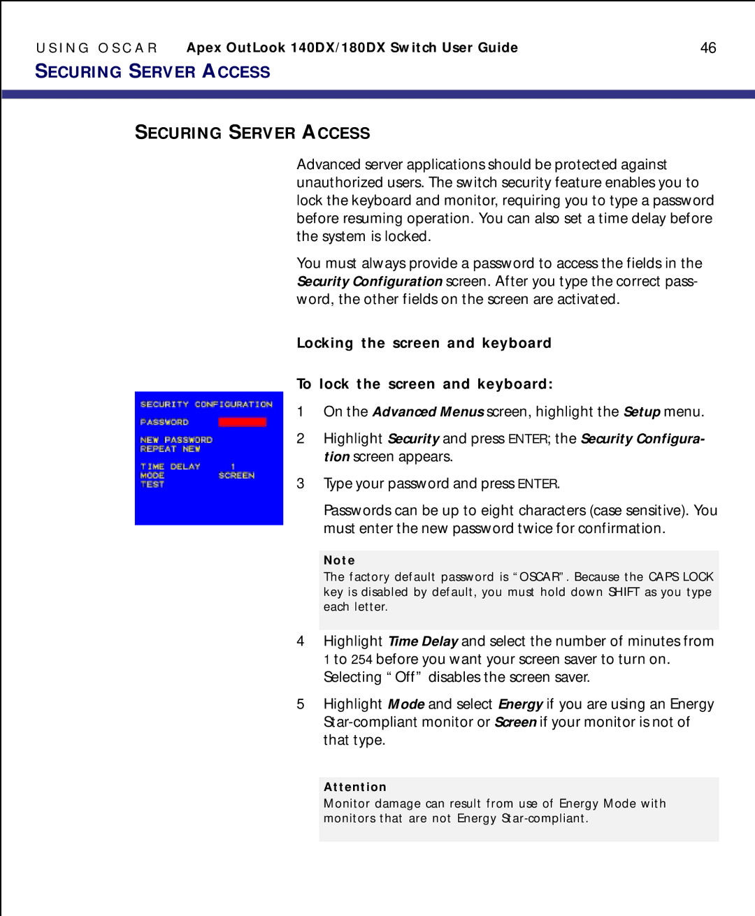 Apex Digital model 140DX manual Securing Server Access 